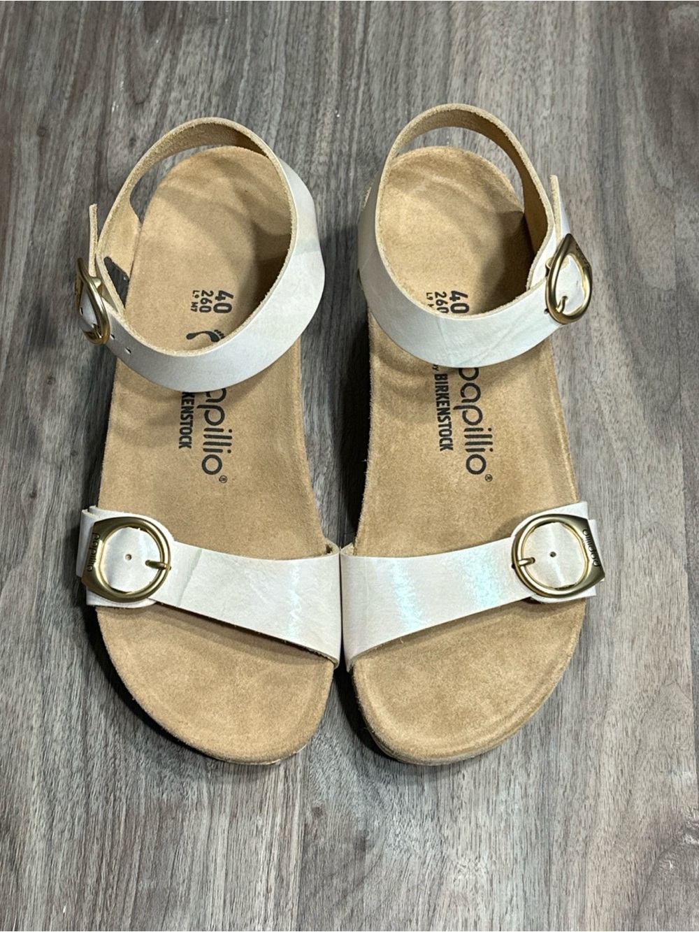 Birkenstock Papillio Cream Ankle-Strap Wedge Sandals